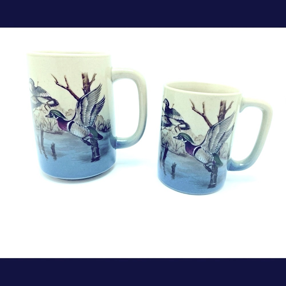 Otigiri Japan Mugs Set of 2 1 Large 1 Medium Hand Painted